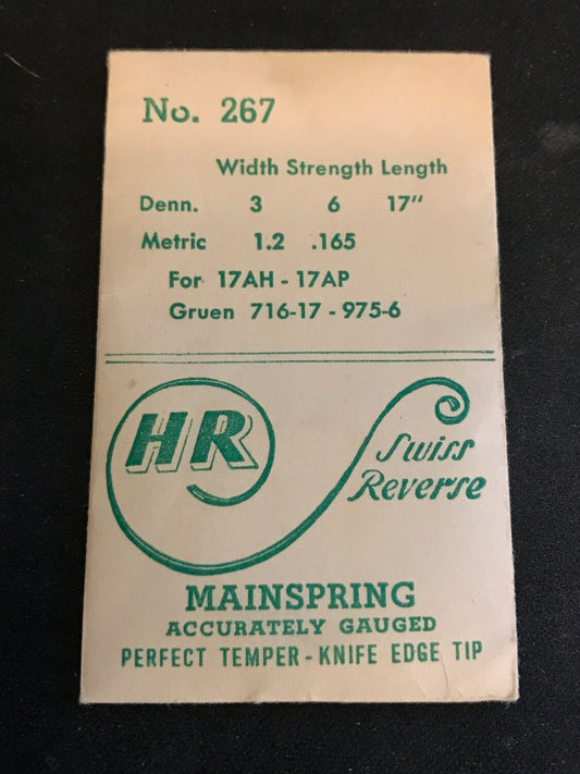 HR Mainspring No. 267 for Bulova 17AH & 17AP movements - Steel