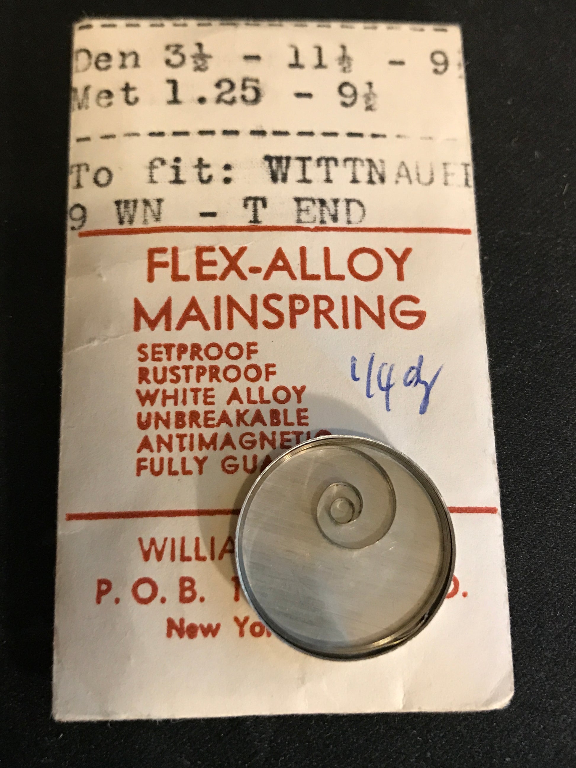 Flex-Alloy Mainspring for Wittnauer 9WN - Alloy