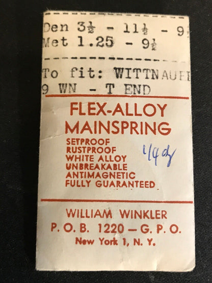 Flex-Alloy Mainspring for Wittnauer 9WN - Alloy