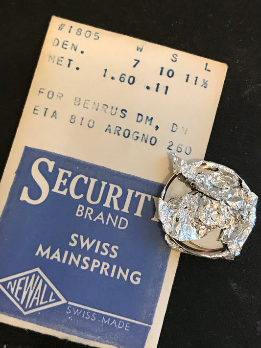 Newall Security Mainspring #1805 for Benrus DM, DN, ETA 810, Arogno 260 - Steel