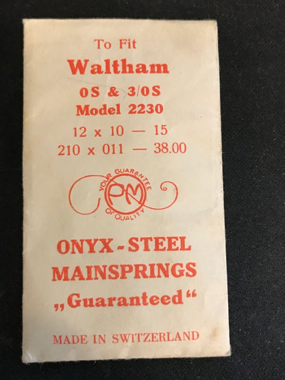 PM Mainspring for Waltham 0x & 3/0s No. 2230 - ONYX Steel