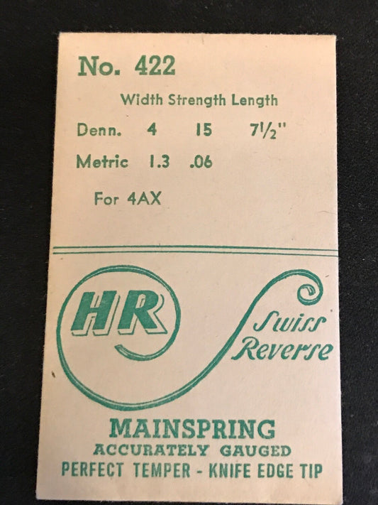 HR Mainspring No. 422 for Bulova 4AX, Buren 60, AS 1017 - Steel