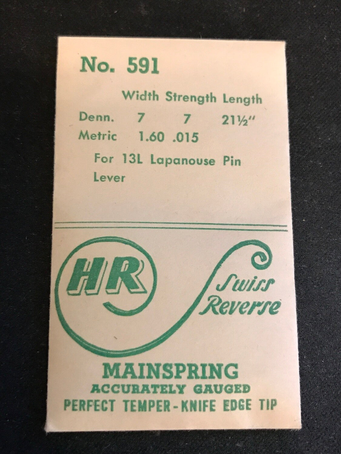 HR Mainspring #591 for Lapanouse 13 Ligne Pin Lever Movements - Steel