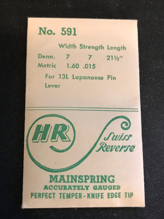 HR Mainspring #591 for Lapanouse 13 Ligne Pin Lever Movements - Steel