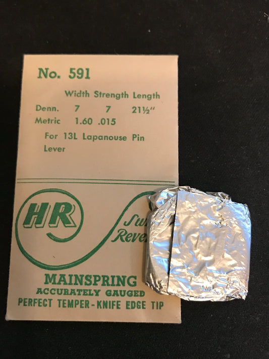 HR Mainspring #591 for Lapanouse 13 Ligne Pin Lever Movements - Steel