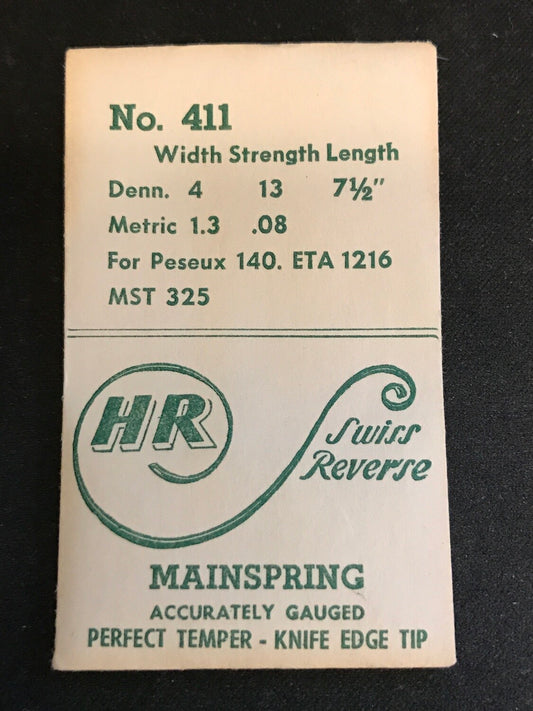 HR Mainspring No. 411 for MST 325, Peseux 140, ETA 1216 - Steel