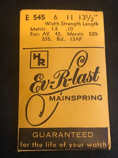 HR Ev-R-Last Mainspring E545 for Marvin 520, 535, Aurore 42, Bulova 13AF - Steel