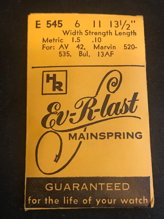 HR Ev-R-Last Mainspring E545 for Marvin 520, 535, Aurore 42, Bulova 13AF - Steel