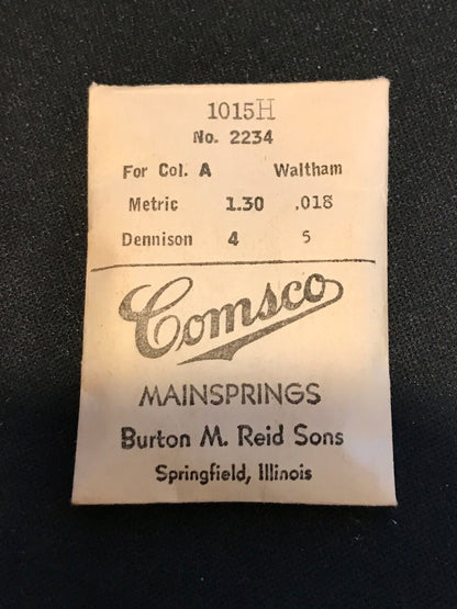 Comsco Mainspring #1015H for 12s Waltham Colonial A Factory No. 2234 - Steel