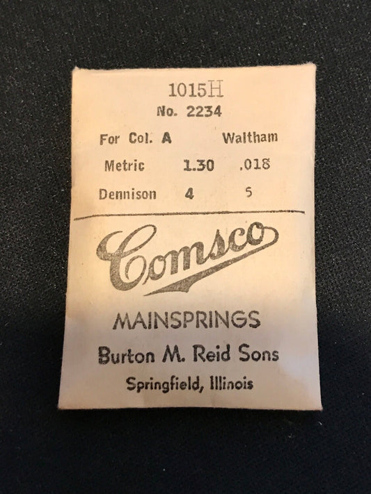 Comsco Mainspring #1015H for 12s Waltham Colonial A Factory No. 2234 - Steel