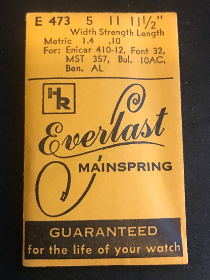 HR Mainspring E473 for Bulova 10AC, MST 357, Enicar 410, 412 - Steel