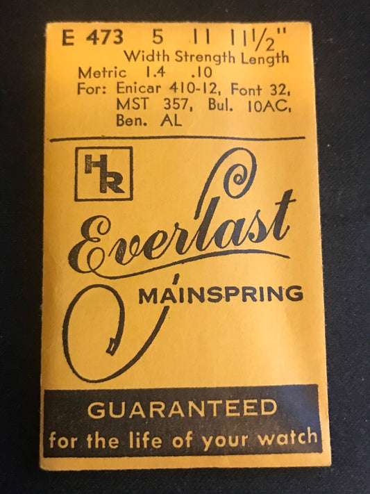 HR Mainspring E473 for Bulova 10AC, MST 357, Enicar 410, 412 - Steel