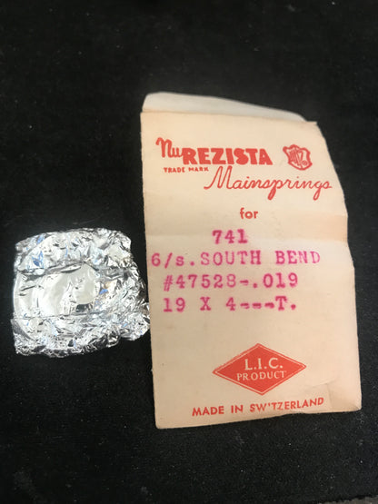NuREZISTA Mainspring #741 for South Bend 16s Factory No. 47528 - Steel