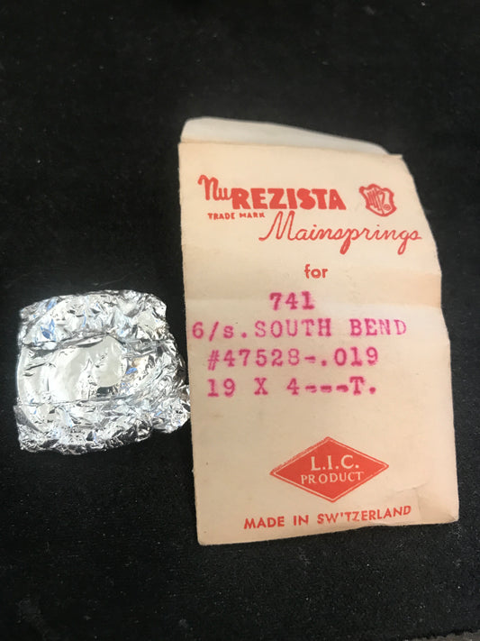 NuREZISTA Mainspring #741 for South Bend 16s Factory No. 47528 - Steel
