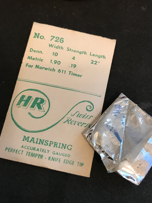 HR Mainspring #726 for Norwich caliber 611 Timer - Steel