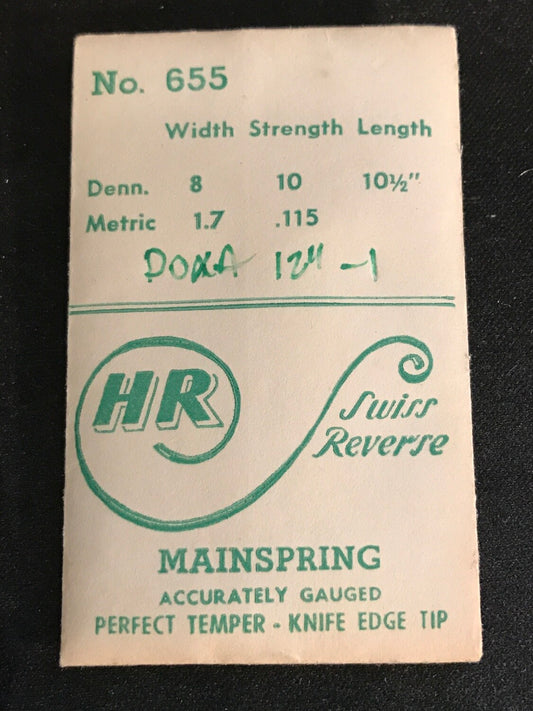 HR Mainspring No. 655 for Doxa 12L, #1 movements - Steel