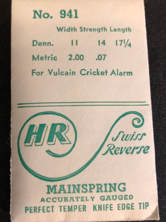 HR Mainspring No. 941 for Vulcain Cricket Wrist Alarm - Steel