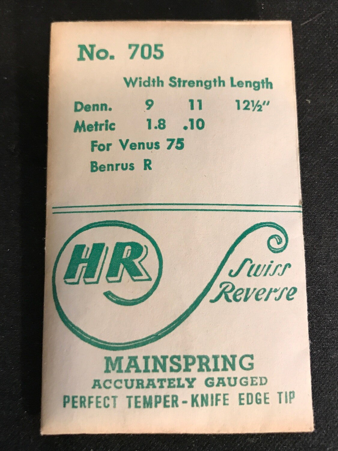 HR Mainspring No. 705 for Benrus R & Venus 75 movements - Steel