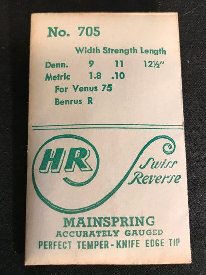 HR Mainspring No. 705 for Benrus R & Venus 75 movements - Steel