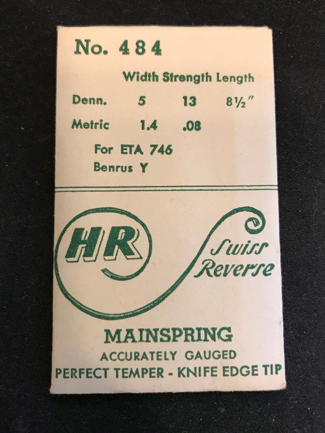 HR Mainspring No. 484 for ETA 746, Benrus Y - Steel