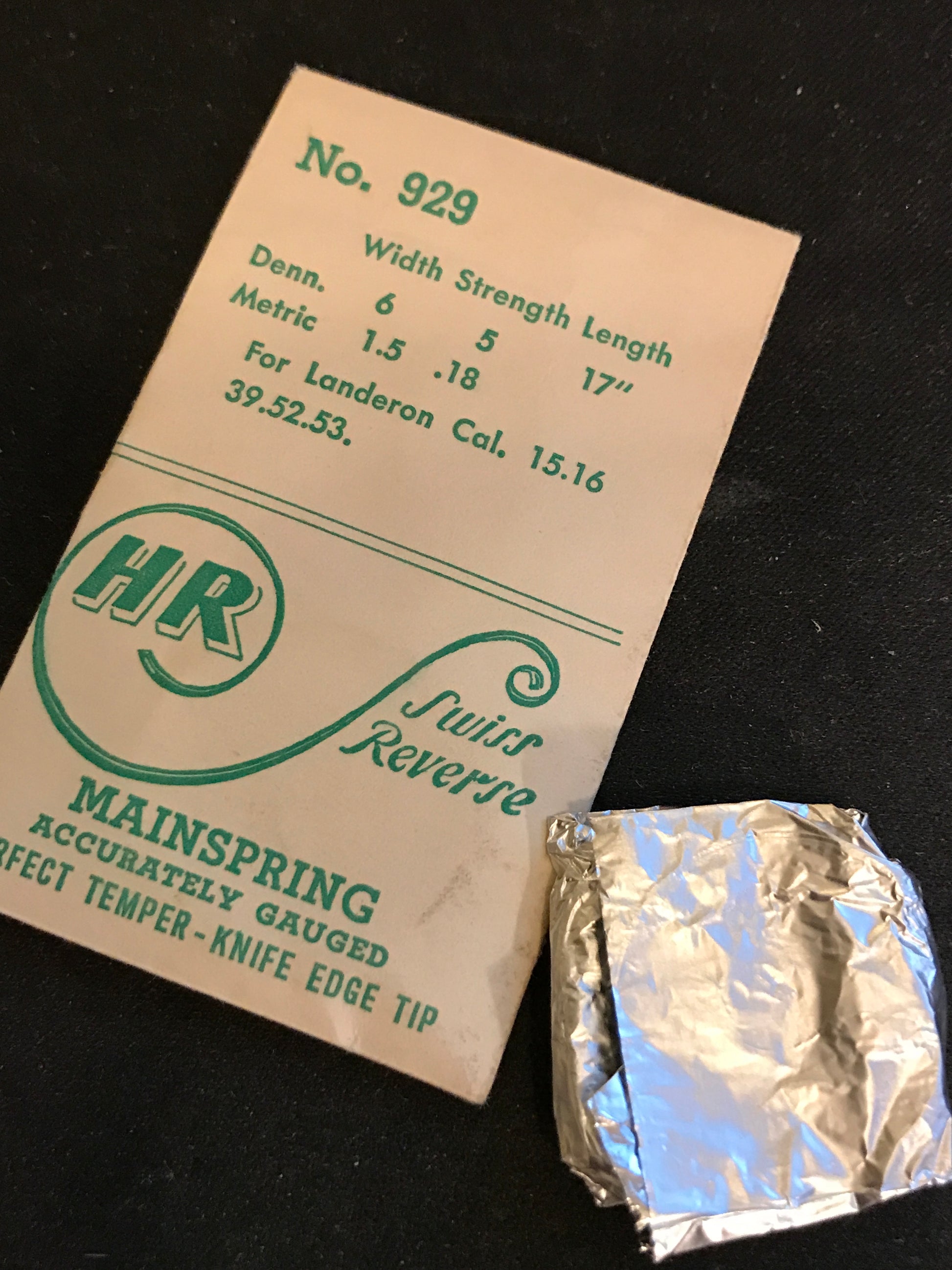 HR Mainspring No. 929 for Landeron caliber 15, 16, 39, 52, 53 Chronographs - Steel