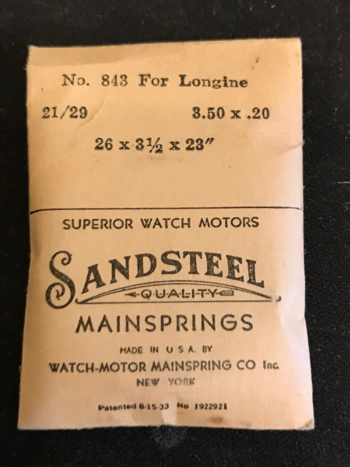 Sandsteel Mainspring #843 for Longines caliber 21/29 - Steel