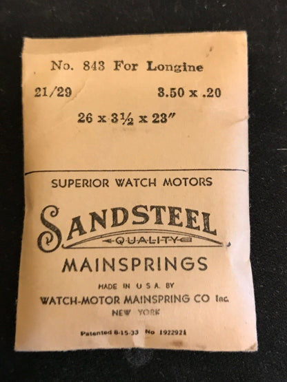 Sandsteel Mainspring #843 for Longines caliber 21/29 - Steel