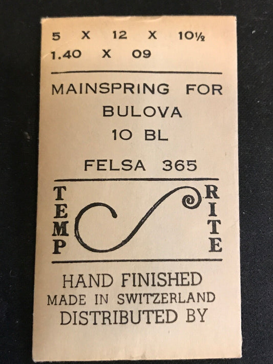Temp-Rite Mainspring for Bulova 10BL, 10ZL, Felsa 335, 336 - Steel