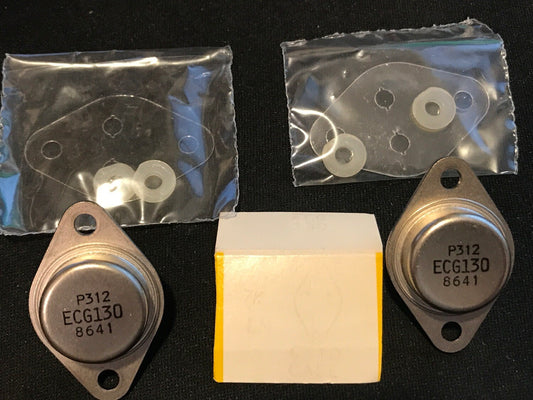 Lot of 2 ECG130 NPN Silicon 100V, 15A Power Transistors - New