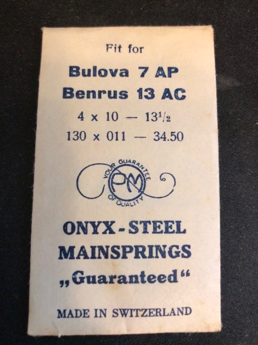 PM Mainspring for Bulova caliber 7AP, Benrus caliber 13AC  - ONYX Steel