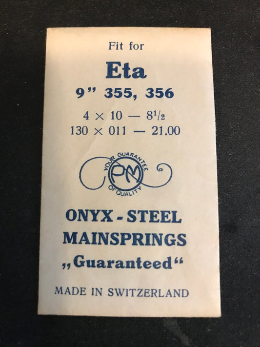 PM Mainspring for 9 ligne ETA caliber 355, 356 - ONYX Steel