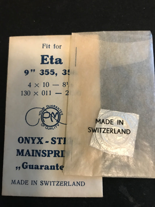 PM Mainspring for 9 ligne ETA caliber 355, 356 - ONYX Steel