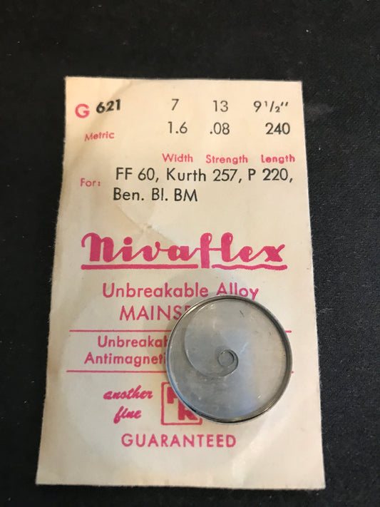 HR Nivaflex Mainspring G621 for FF60, Kurth 257, Benrus BI & BM - Alloy