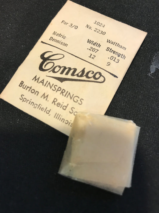 Comsco Mainspring #1024 for Waltham 3/0s Factory No. 2230 - Steel