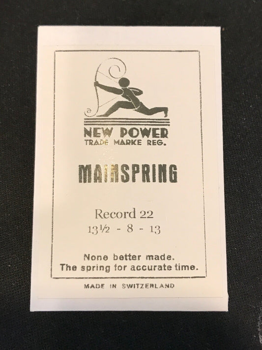 New Power Mainspring for Record 12½ ligne caliber 22 - Steel