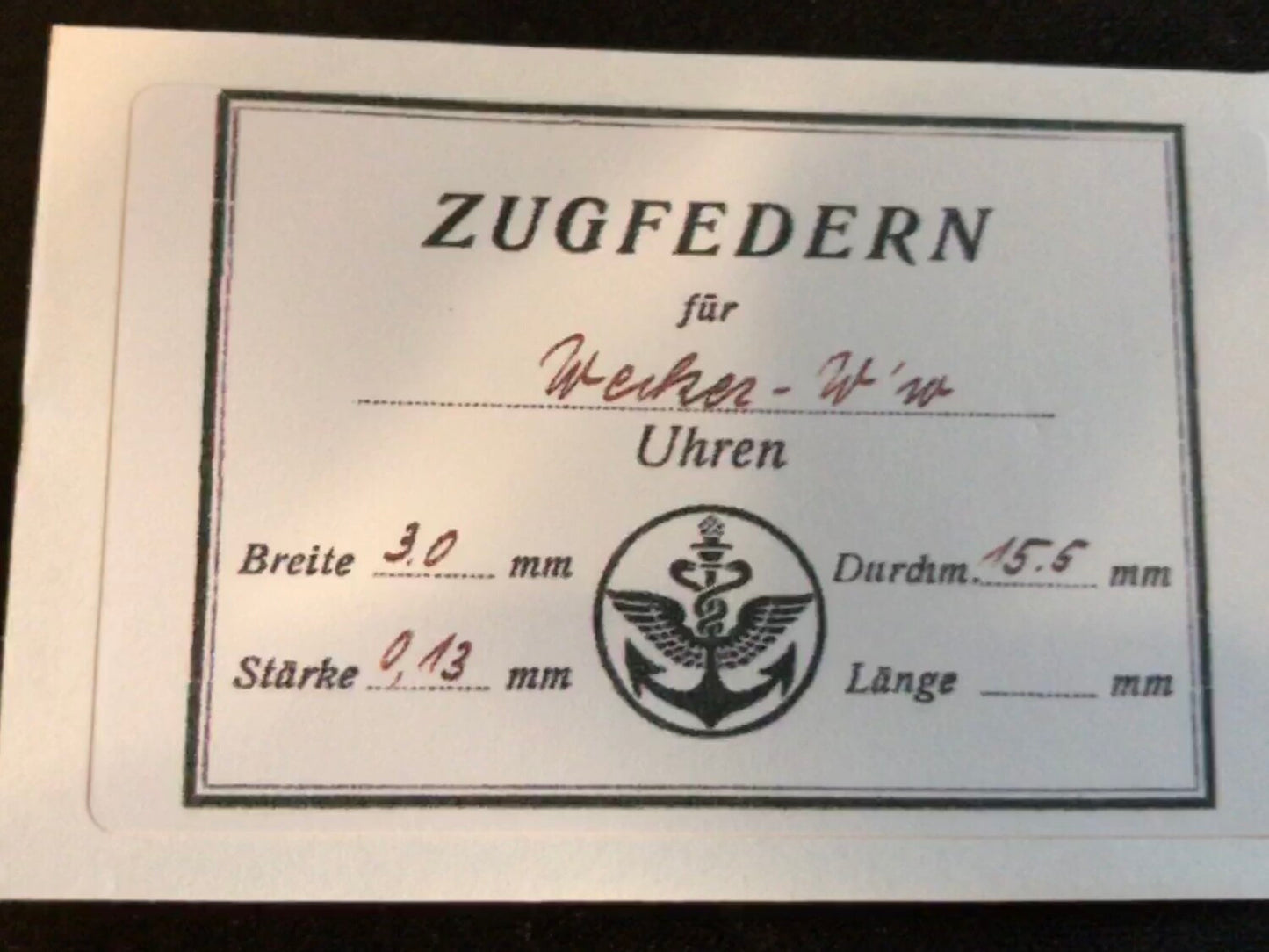 Wecker Travel Clock Alarm Mainspring 3.0 x .13 x 25" - Made in Germany