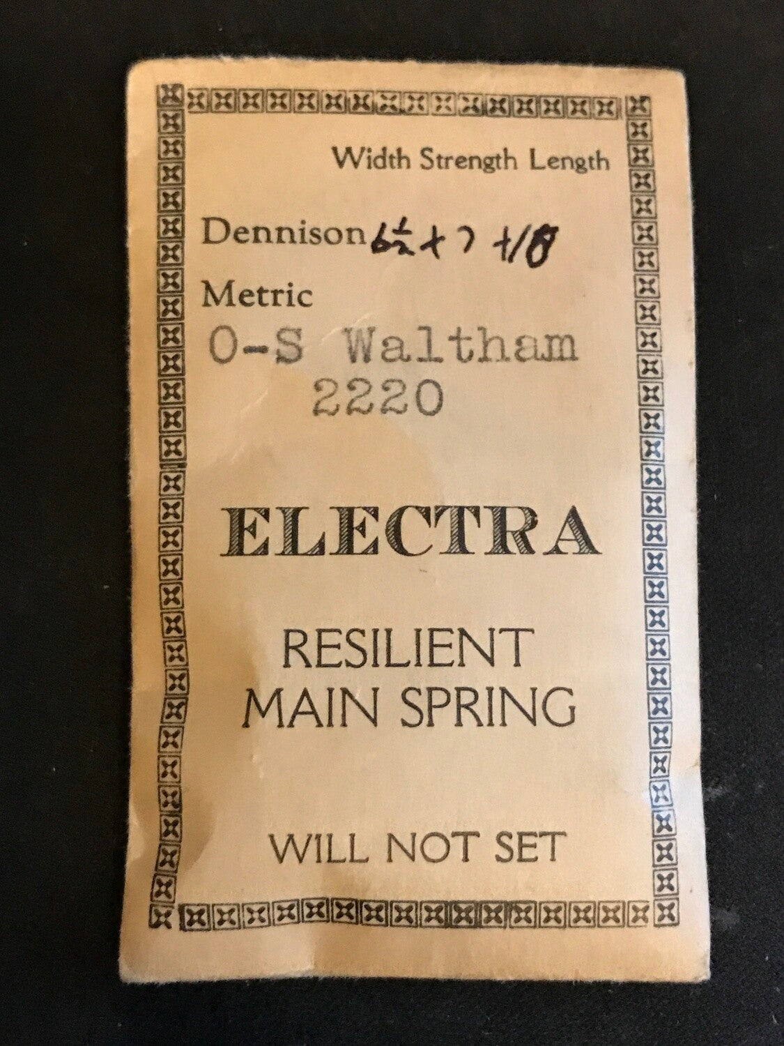ELECTRA Mainspring for Waltham 0s Model 1891 No. 2220 - Steel