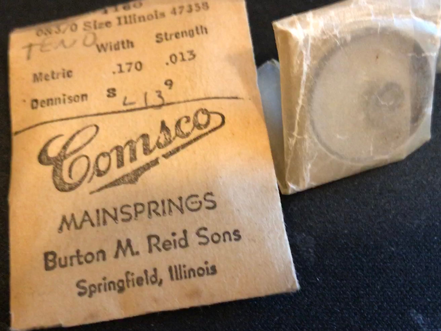 Comsco Mainspring #1160 for Illinois 0s & 3/0s Factory No. 47358 - Steel