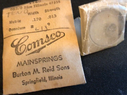 Comsco Mainspring #1160 for Illinois 0s & 3/0s Factory No. 47358 - Steel