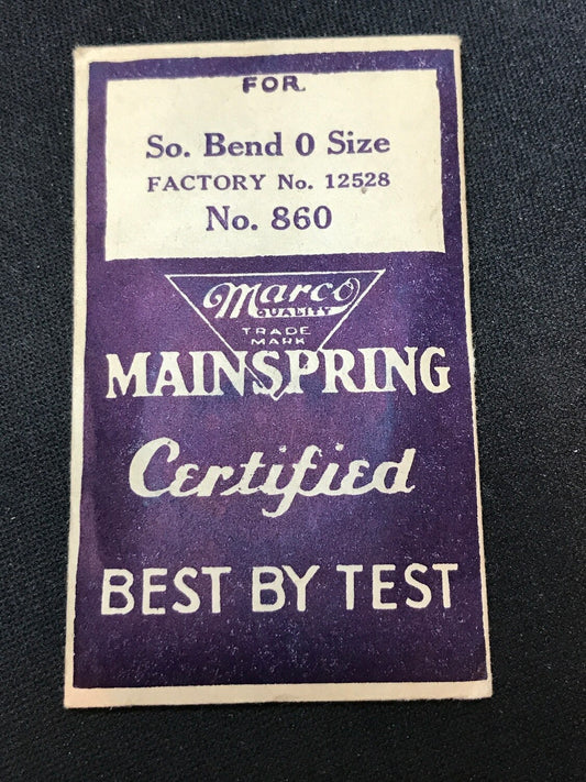 Marco Mainspring #860 for South Bend 0s Mainspring for 1st Model #12528 - Steel
