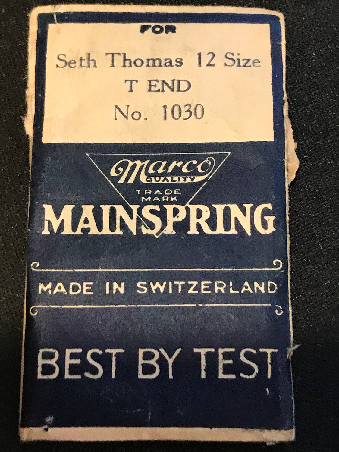 Marco Mainspring #1030 for Seth Thomas Mainspring for 12s Factory No. 2521 - Steel