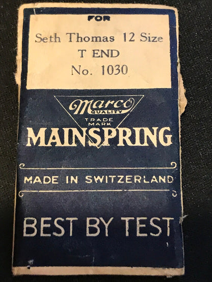 Marco Mainspring #1030 for Seth Thomas Mainspring for 12s Factory No. 2521 - Steel