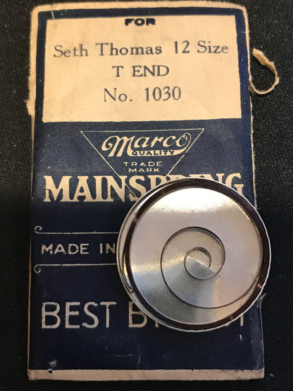 Marco Mainspring #1030 for Seth Thomas Mainspring for 12s Factory No. 2521 - Steel