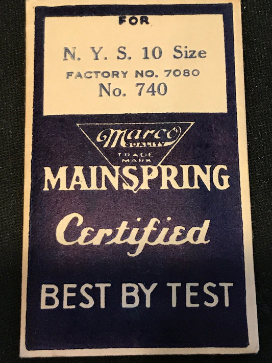 Marco Mainspring #740 for NY Standard 10s No. 7080 - Steel