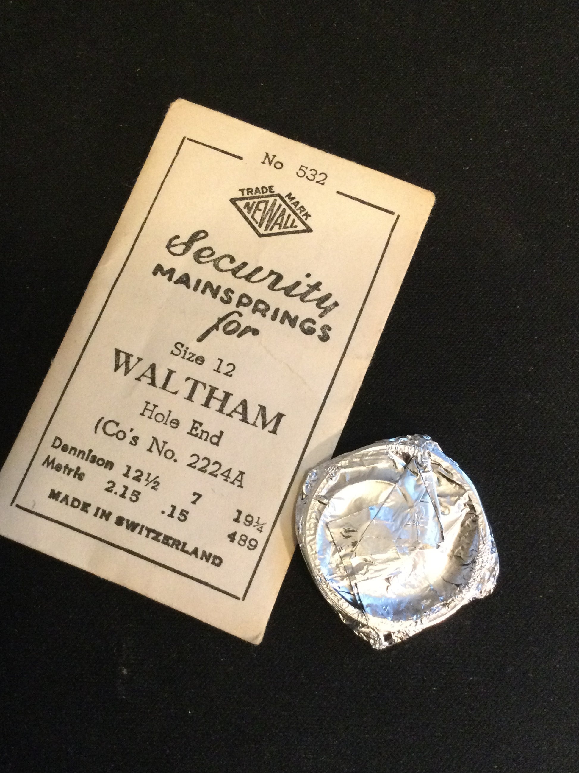 Newall Security Mainspring #532 for 12s Waltham No. 2224A - Steel