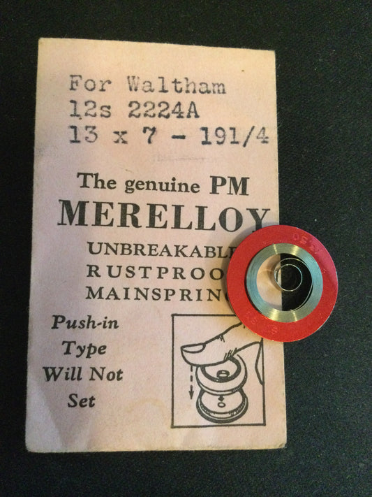 PM Merelloy Mainspring for 12s Waltham #2224A / 2279 - Alloy