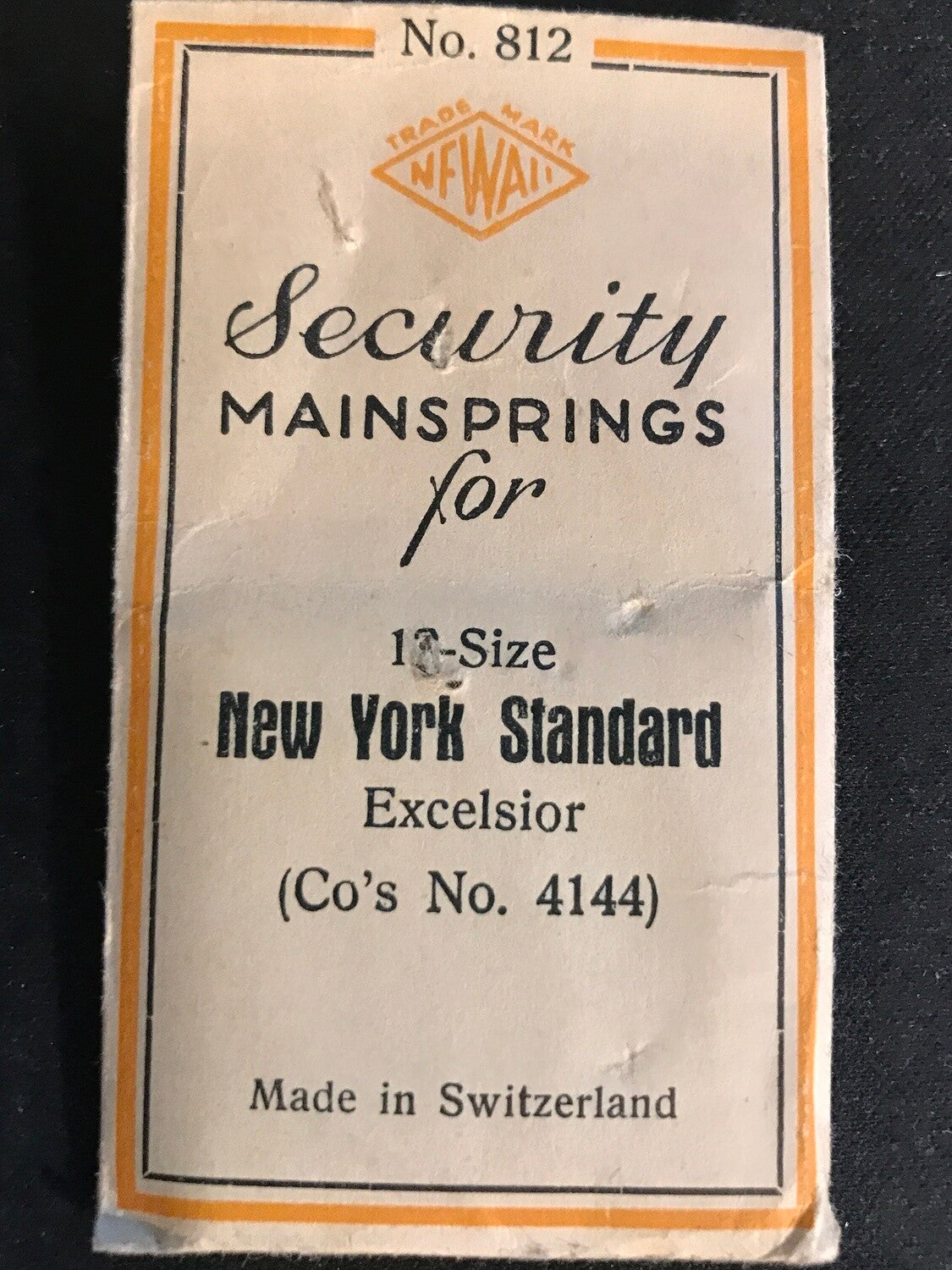 Newall Security Mainspring #812 for NY Standard 12s No. 4144 - Steel