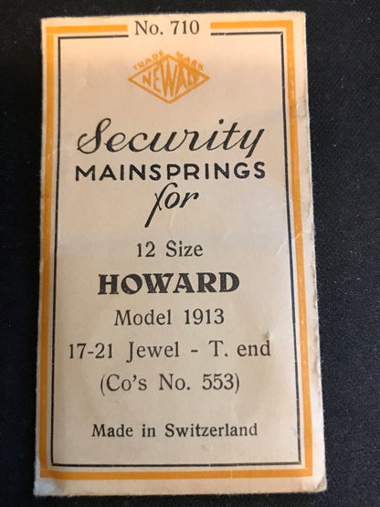 Newall Security Mainspring #710 for Howard 12s Factory No. 553 - Steel