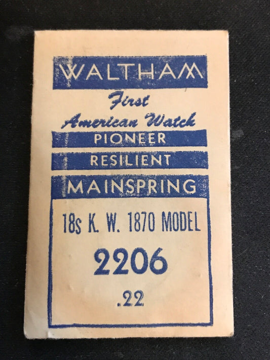 Waltham Factory Mainspring for 18s Model 1870 KW No. 2206 - Steel