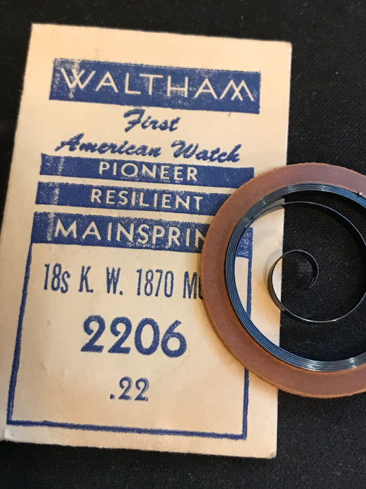 Waltham Factory Mainspring for 18s Model 1870 KW No. 2206 - Steel